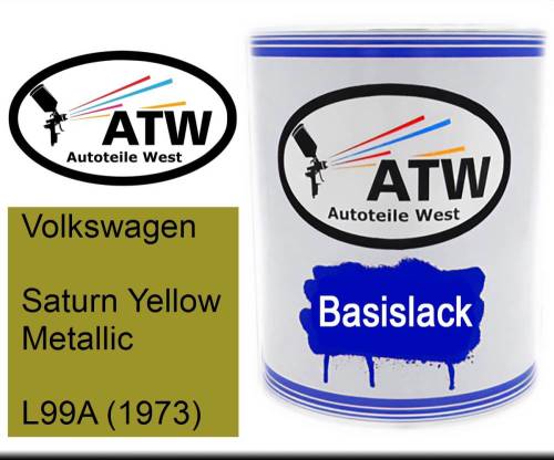 Volkswagen, Saturn Yellow Metallic, L99A (1973): 1L Lackdose, von ATW Autoteile West.